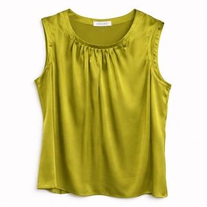 Kasper Chartreuse Satin Sleeveless Blouse Size 3X NWT